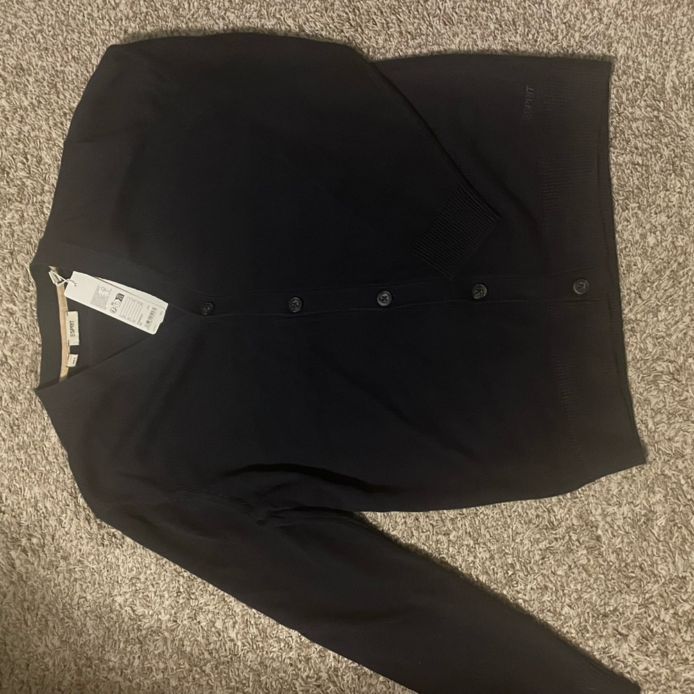 Navy Blue Esprit Button-Up Cardigan — Men’s